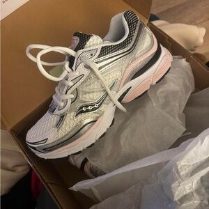 Saucony Silver and Pink Athletic Sneakers
